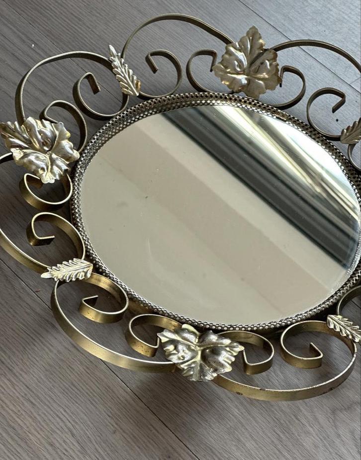 Franse Art Deco Wandspiegel Jaren 50 spiegel vintage, Huis en Inrichting, Woonaccessoires | Spiegels, Gebruikt, Minder dan 50 cm