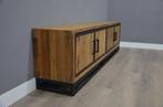 Industriële teak tv-kast 220cm, Nieuw, Ophalen of Verzenden, 200 cm of meer, 25 tot 50 cm