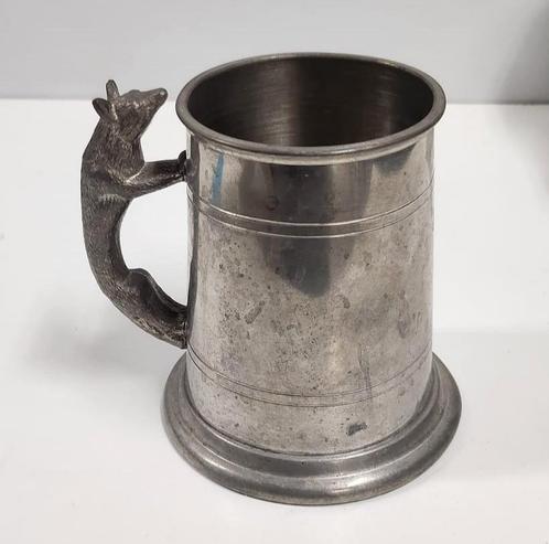 Tinnen Bierpul Sheffield Tankard Vos, Antiek en Kunst, Antiek | Tin, Ophalen of Verzenden