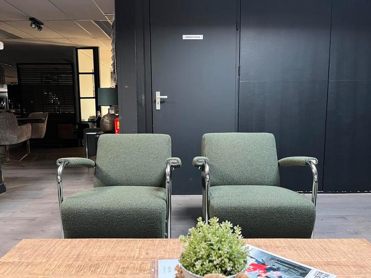 Leolux Scylla fauteuils ploegstof Monza, Huis en Inrichting, Fauteuils, Zo goed als nieuw, Hout, Kunststof, Metaal, Stof, Overige materialen