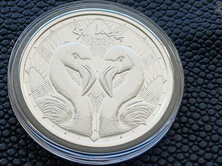 2024 St. Lucia - Flamigos - 1 oz Silver - East Caribbean, Postzegels en Munten, Munten | Amerika, Noord-Amerika, Zilver, Verzenden