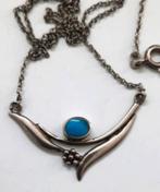 Zilveren native hanger met turkoois aan geïntegreerde kettin, Sieraden, Tassen en Uiterlijk, Kettingen, Ophalen, Zo goed als nieuw
