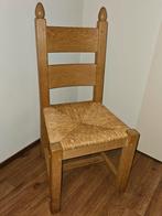 2 Eiken Stoelen met Riet Zitting, Huis en Inrichting, Stoelen, Ophalen, Gebruikt, Bruin, Twee