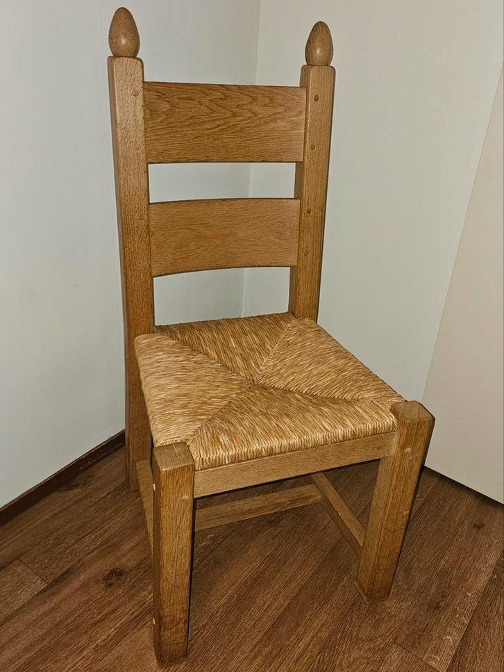 2 Eiken Stoelen met Riet Zitting, Huis en Inrichting, Stoelen, Gebruikt, Twee, Bruin, Ophalen