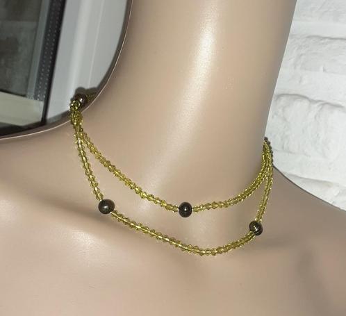 Ketting zoetwaterparel kristal groen, Sieraden, Tassen en Uiterlijk, Kettingen, Nieuw, Steen of Mineraal, Groen, Met edelsteen