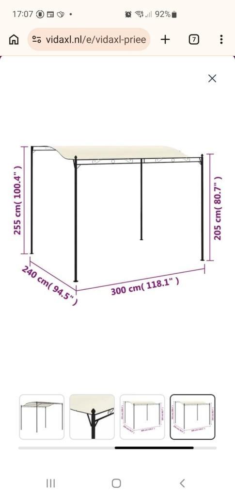 frame voor prieel luifel afdakje 3 x 2.4, nieuw in doos, Tuin en Terras, Overkappingen, Nieuw, Ophalen