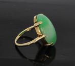 Fraaie 14 karaats gouden klassieke dames ring Jade cabochon, Voordeelsieraden, Ophalen of Verzenden, Met edelsteen, Dame