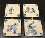 Vintage Mini Delftblauwe Tegeltjes, 4 Stuks., Verzenden