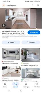 Gezocht: u-vorm keuken, zie afbeelding voor inrichting, Huis en Inrichting, Keuken | Complete keukens, Ophalen, Zo goed als nieuw