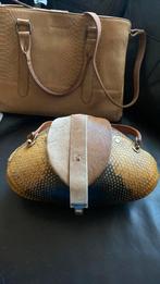 Vintage tas , leer, gordeldier, geitenleer, antiek, Antiek en Kunst, Ophalen of Verzenden, Dames