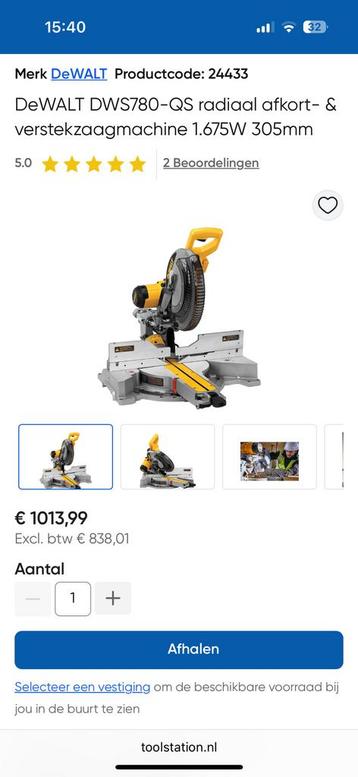 DeWalt afkort- en verstekzaagmachine DWS780 met XPS 1675Watt beschikbaar voor biedingen