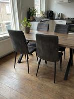 4x Industriële antraciet suede look eetkamerstoelen, Huis en Inrichting, Stoelen, Ophalen, Zo goed als nieuw, Metaal, Vier