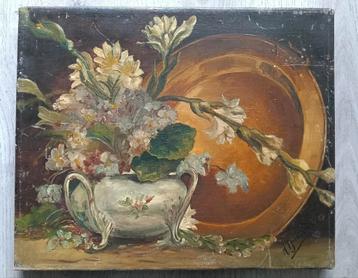 H Tjomsma - Stilleven met bloemen in een schaal - 1925 beschikbaar voor biedingen