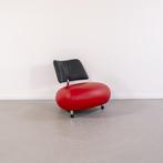 1x Leolux Pallone Fauteuil Rood/Zwart Leer - Bloemmotief
