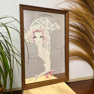 Mooie vintage art nouveau spiegel William Tara hout ‘70 beschikbaar voor biedingen