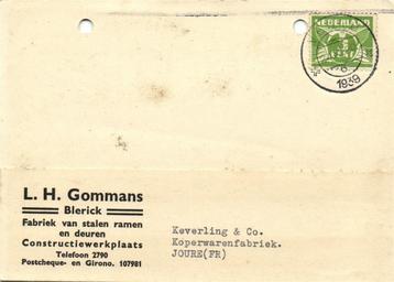 L.H. Gommans, Blerick - 11.1939 - briefkaart beschikbaar voor biedingen