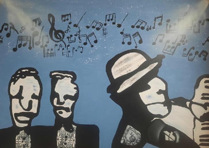 Groot canvas Herman Brood stijl, Antiek en Kunst, Kunst | Schilderijen | Modern, Ophalen of Verzenden