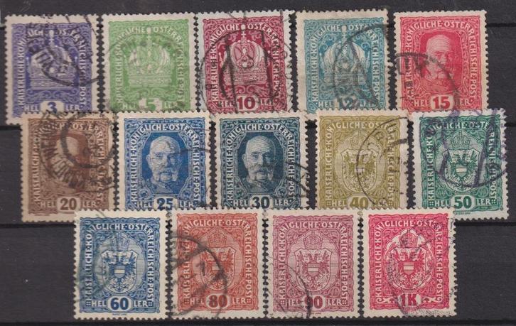 Oostenrijk 1916 Kroon, Keizer Franz Joseph en Wapens, Postzegels en Munten, Postzegels | Europa | Oostenrijk, Gestempeld, Verzenden