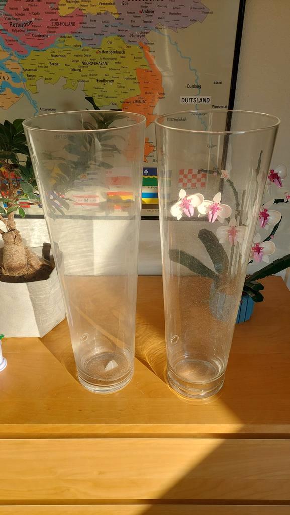 Twee Glazen Vazen 50 cm hoog, Huis en Inrichting, Woonaccessoires | Vazen, Overige kleuren, Glas, Ophalen