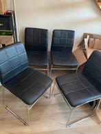 4 Zwarte eetkamer stoelen van JYSK, Zwart, Leer, Ophalen of Verzenden, Zo goed als nieuw