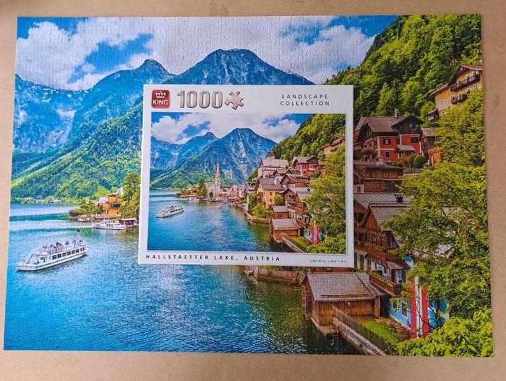 Puzzel Hallstaetter lake, Austria, Hobby en Vrije tijd, Denksport en Puzzels, Gebruikt, Legpuzzel, 500 t/m 1500 stukjes, Ophalen of Verzenden