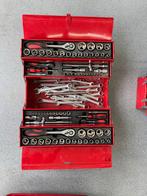 Gereedschapskist met ring- en steeksleutels & doppensets, Ophalen, Gebruikt