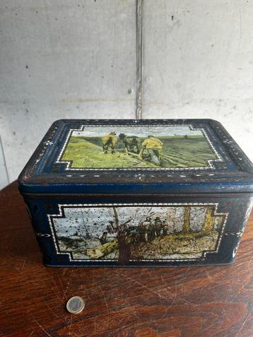 Vintage boerenleven koekblik – met landelijke taferelen beschikbaar voor biedingen