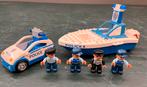 Politieboot en auto met 3 agenten en een boef, Ophalen of Verzenden, Gebruikt, Losse stenen, Duplo