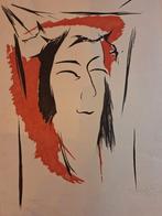 Japanse Houtsnede Portret, Antiek en Kunst, Ophalen of Verzenden