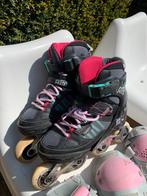 Oxelo Skeelers Maat 35-38 + Beschermers, Kinderen, Ophalen of Verzenden, Verstelbaar, Gebruikt