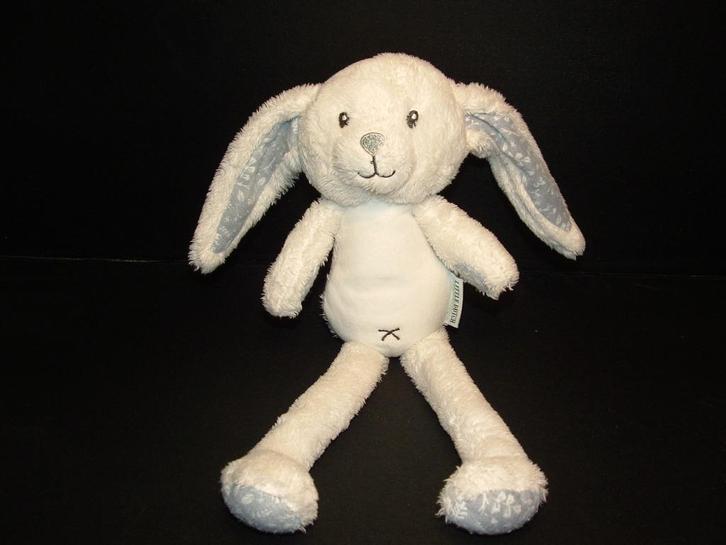 LITTLE DUTCH KONIJN PLUCHE WIT MET GRIJS GEBORDUURD, Kinderen en Baby's, Speelgoed | Knuffels en Pluche, Nieuw, Overige typen