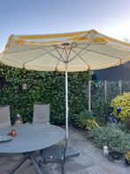 Parasol ø 3 mtr geel met wit gestreept. Solide alluminium, Ophalen of Verzenden, Zo goed als nieuw, Stokparasol