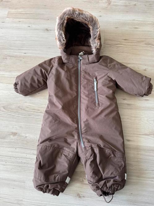 Skipak bruin baby met afneembare capuchon bont maat 68 h&m, Kinderen en Baby's, Babykleding | Maat 68, Zo goed als nieuw, Jongetje of Meisje