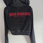 Grijs/zwarte True Religion Cropped Zip Hoodie maat M, True religion, Ophalen of Verzenden, Zo goed als nieuw, Maat 38/40 (M)