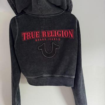 Grijs/zwarte True Religion Cropped Zip Hoodie maat M beschikbaar voor biedingen