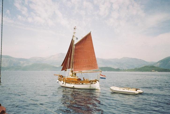 zeilboot mast hout massief en zeilplan, Watersport en Boten, Zeilen en Zeiltoebehoren, Minder dan 15 m², 6 meter of meer, Ophalen