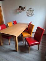 licht eiken tafel met 6 stoelen, Huis en Inrichting, Tafels | Eettafels, Ophalen, Gebruikt, 100 tot 150 cm, 200 cm of meer