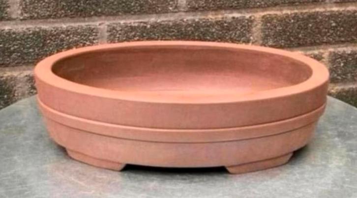 Bonsai schaal ovaal bruin ongeglazuurd gemerkt 25x17,4x7, Tuin en Terras, Bloempotten, Nieuw, Aardewerk, Minder dan 40 cm, Minder dan 25 cm