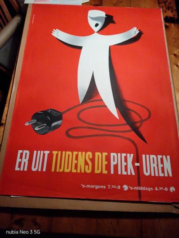 Vintage Affiche: Er Uit Tijdens de Piek-uren beschikbaar voor biedingen