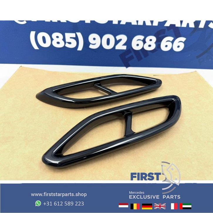 AMG LINE UITLAAT SIERLIJSTEN ZWART L/R Mercedes A B C CLA G, Auto-onderdelen, Uitlaatsystemen, Mercedes-Benz, Gebruikt, Ophalen of Verzenden