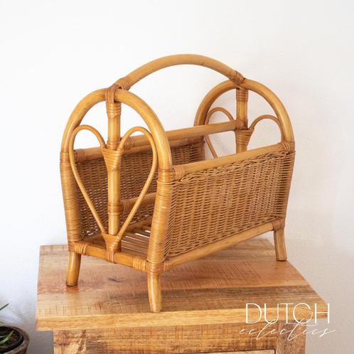 Vintage Rotan & Bamboe Tijdschriftenhouder, Huis en Inrichting, Woonaccessoires | Krantenbakken en Lectuurbakken, Zo goed als nieuw
