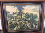 Brueghel-achtig Dorpskermis Tafereel 19e eeuw, Antiek en Kunst, Kunst | Schilderijen | Klassiek, Ophalen of Verzenden