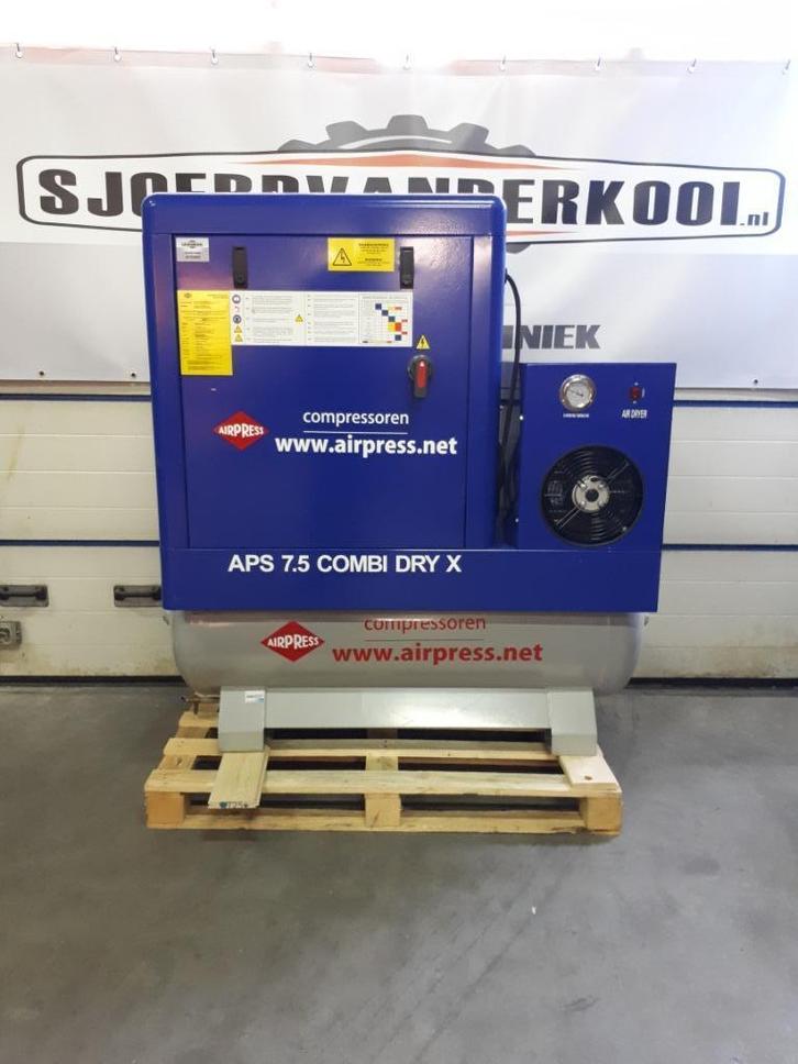 ACTIE AIRPRESS APS 7,5 COMBI DRY X 690L/MIN, Doe-het-zelf en Verbouw, Compressors, Nieuw, 10 bar of meer, 100 liter of meer, 400 tot 800 liter/min