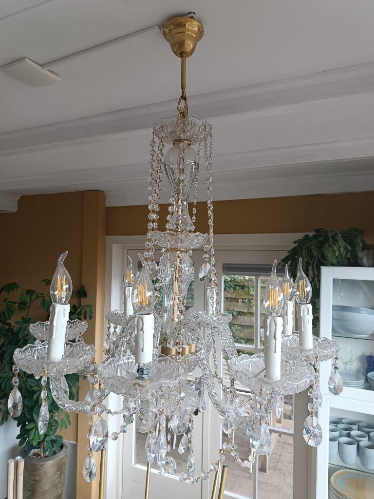 Antieke kristallen kroonluchter, Ophalen, Nieuw, Glas