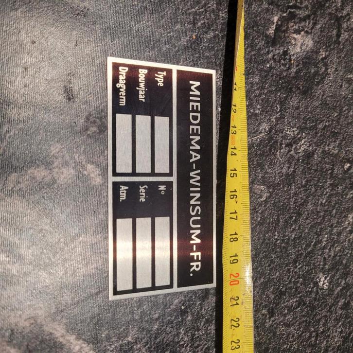 Miedema typeplaatje alu, Hobby en Vrije tijd, Stickers en Plaatjes, Ophalen of Verzenden