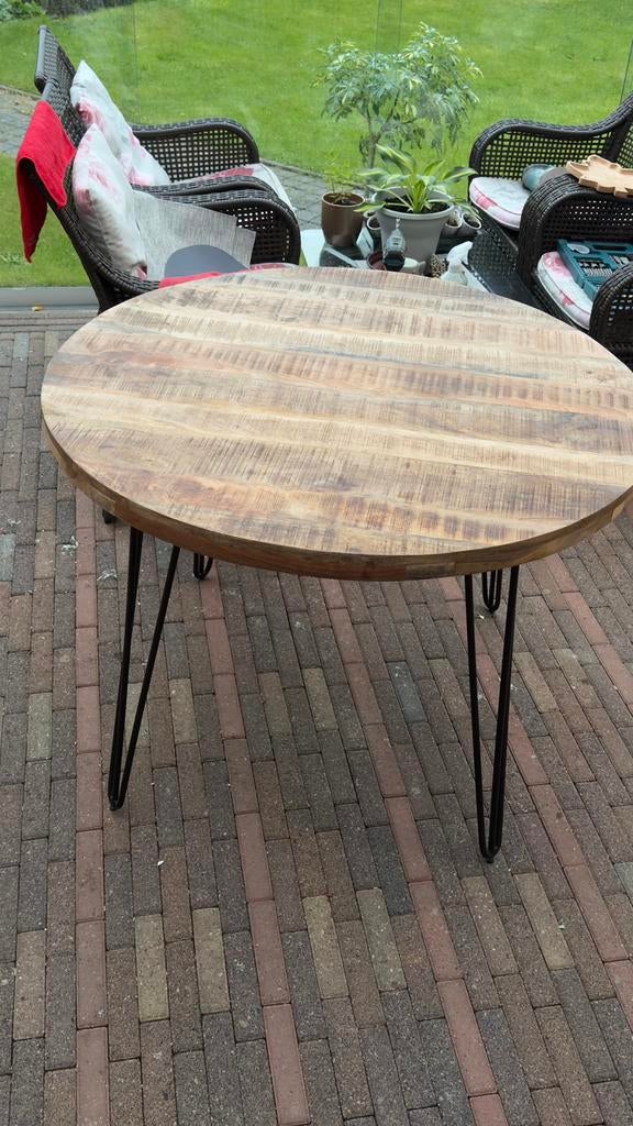 Eettafel 100cm mango, Huis en Inrichting, Tafels | Salontafels, Rond, Zo goed als nieuw, 75 cm of meer, 50 tot 100 cm