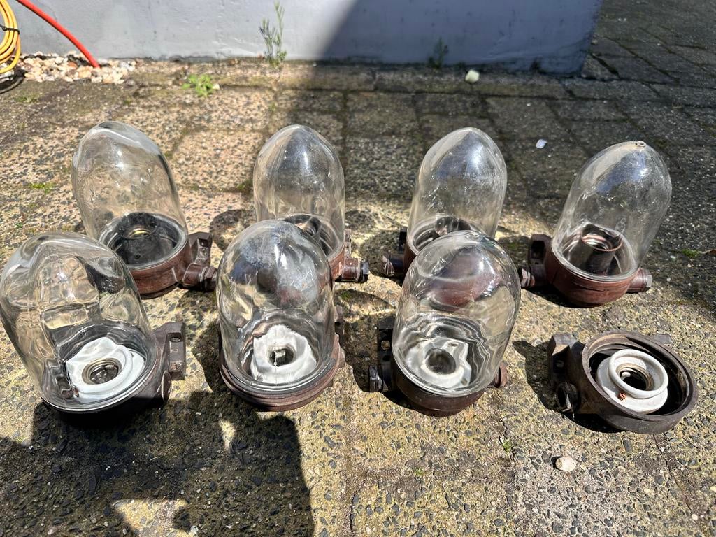 8 Vintage Bakelieten Stallampen / Scheepslampen, Ophalen of Verzenden