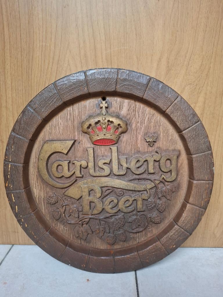 Reclamebord Carlsberg tondeksel, Verzamelen, Biermerken, Ophalen of Verzenden, Nieuw, Reclamebord, Plaat of Schild, Overige merken