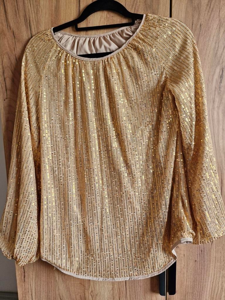 Gouden glitter top met lange mouwen - Temu, Kleding | Dames, Tops, Maat 38/40 (M), Overige kleuren, Ophalen of Verzenden, Zo goed als nieuw