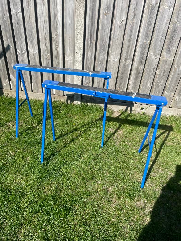 Steigerbokken / Schragen metaal (2 stuks), Ophalen, Gebruikt, Overige typen, Minder dan 2 meter